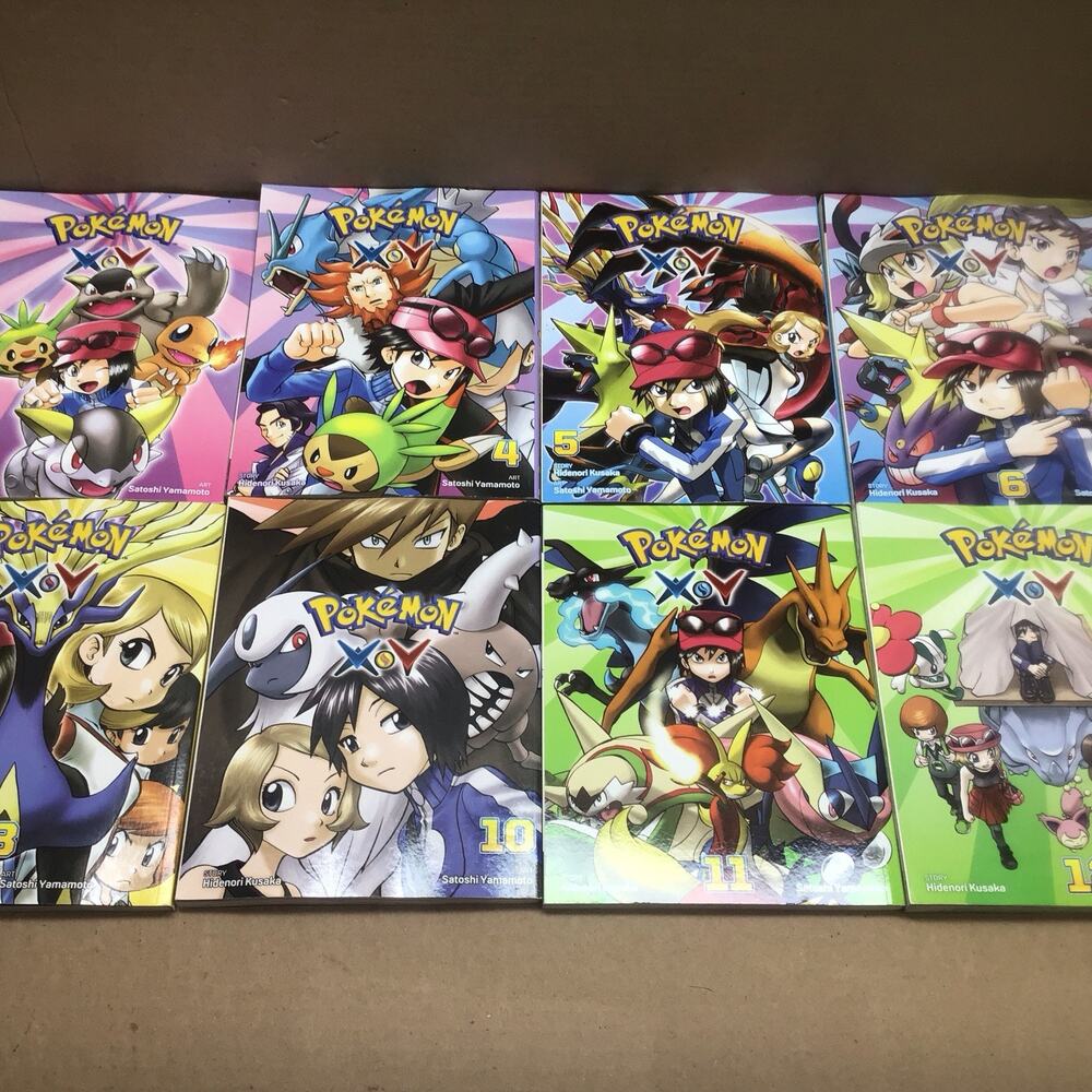 Pokemon XY Manga Lot Volumes 3 4 5 6 8 10 11 12 English Paperback Books Set of 8